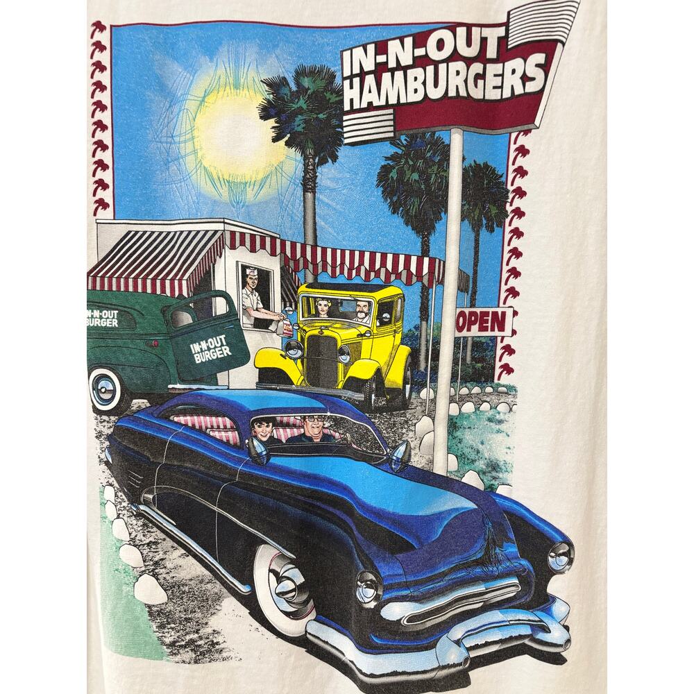 Vintage 2002 In-N-Out Burger Las Vegas 10th Anniversary Shirt XL Hot Rod Car